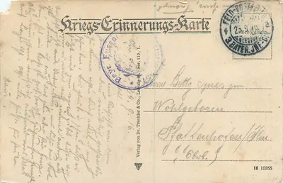 Roubaix — Hotel de Ville (Rathaus) — Verlag von Dr. Trenkler & Co., Série 16 10855 — Verso