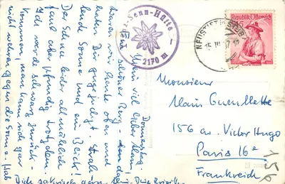 Ruderhöf Spitze 3472m — zasnieżona góra — wydawca nieznany, nr 5454 — Rewers