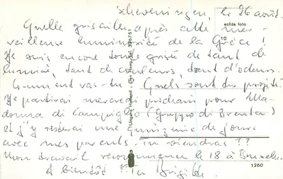 Ondas em Scheveningen — Saudações de Scheveningen — editor Uitgeverij Haag, n°1260 — Verso