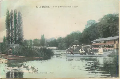 Bilhete postal antigo La Fleche Coin Pittoresque sobre o Loir