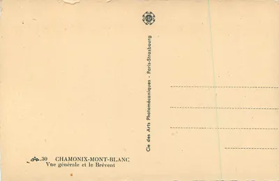 Chamonix-Mont-Blanc — Ogólny widok i Brévent — Cie des Arts Photomécaniques, Paryż-Strasburg — Rewers