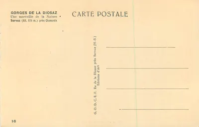 Gorges de la Diosaz — Uma maravilha da Natureza — Éditions d'Art Servoz — Verso