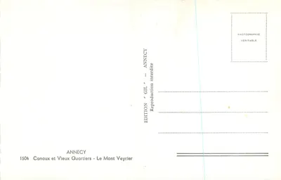 Annecy — Canais e Velhos Bairro — Mont Veyrier — Edição Gil — Verso