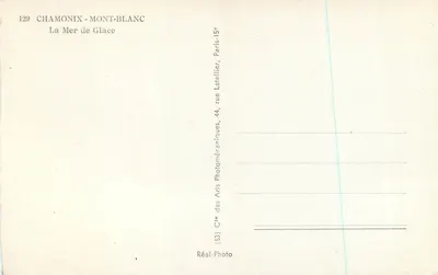 Chamonix-Mont-Blanc — Morze lodowe — Cie des Arts Photomécaniques, Paryż — Rewers