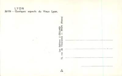 Lyon — Aspectos do Velho Lyon — Les Éditions J. Cellard — Verso
