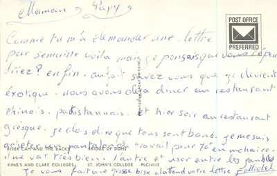 Cambridge — vista panorâmica — editor não identificado, n° de série PLC14112 — Verso
