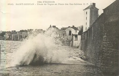 Saint-Servan - Estudo de onda ao farol dos Bas-Sablons — G. F. / Coleção Germain bis aîné, Saint-Malo