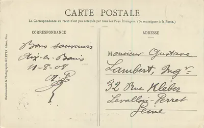 Aix-les-Bains — Abpia Hautecombe — Jezioro Bourget — Wydawnictwo Giletta, Nice, n° 2232 — Rewers