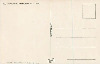 Victoria Memorial — Kalkutta — Verlag ELAR, Nr. 183 — Rückseite