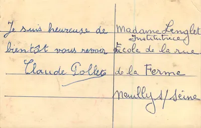 Zamek na Ferme — Neuilly-sur-Seine — stara pocztówka — Rewers