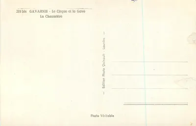 Gavarnie - O Circo e o Gave — A Cabana — Edição Quinault - Lourdes — Verso