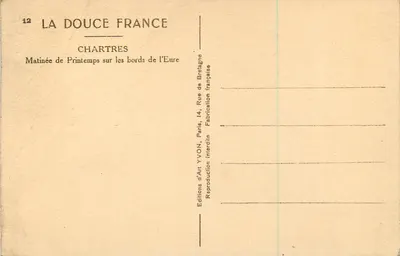 Chartres — Matinée de Printemps sur les bords de l'Eure — Éditions d'Art YVON — Verso