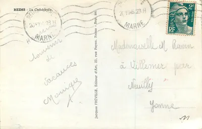 Reims - La Cathédrale — Jacques Fréville, Éditeur, 22 rue d'Art, Reims — Verso