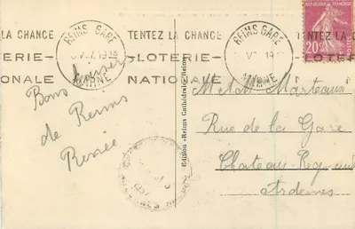 Reims przed wojną — panorama z kościoła św. Jakuba — Wydawnictwo «Reims Cathédrale» — Rewers