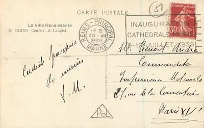 Reims — Cours J. B. Langlet — editor Jacques Fréville, n° de série POL. — Verso
