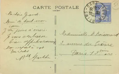Reims — Estátua de Joana d'Arc — A. Quentin, editor, n° 123 — Verso