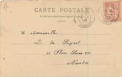 Reims — Estátua do Maréschal Drouet, Conde d'Erlon — E.M.R. — Verso