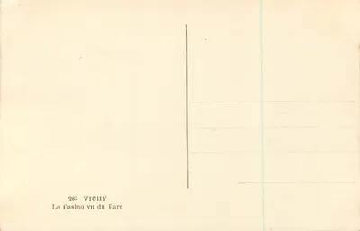 Kasyno widziane z Parku — Vichy — wydawca Gd'O — Rewers