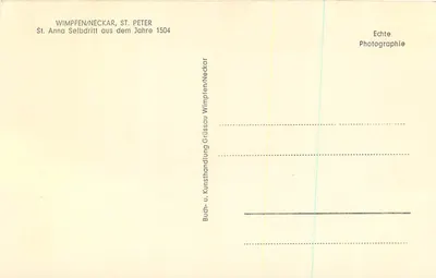 Estatua de Santa Ana com o Menino Jesus e a Virgem Maria — Wimpfen/Neckar, editor Buch- und Kunsthandlung Wimpfen/Neckar — Verso