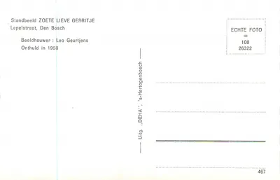 Zoete lieve Gerritje — 's-Hertogenbosch — éditeur DEHA, n° 467 — Rewers