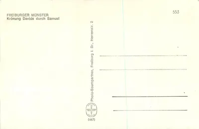 Mosteiro de Freiburg — Coroação de Davi por Samuel — Photo-Baumgartner, Freiburg i. Br., n° 553 — Verso