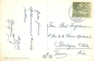 Thun z Blüemlisalp — widok panoramiczny — Photoglob-Wehrli AG, Zurych, nr 12039 — Rewers