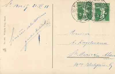Oberer Berninafall — cascata em montanha — edição St. Moritz, n° 592 — Verso