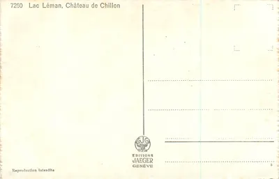 Zamek Chillon — Jezioro Leman — Wydawnictwo Jaeger Genève, nr 7250 — Rewers