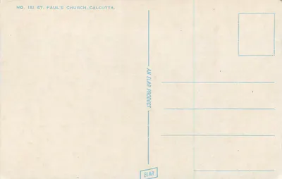 Igreja de St. Paul — Calcutta — ELAR Product, n° 182 — Verso