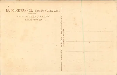 Zamek Chenonceaux — Fasada Północno-Wschodnia — Wydawnictwo Art YVON — Rewers