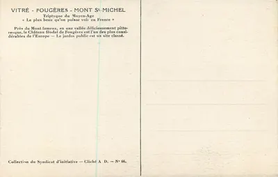 Castillo de Fougères — Courtille Nord — Colección del Syndicat d'initiative — N° 66 — Reverso