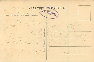 Cap Fréhel — La punta estrema nord — Edizione E. Hamonic, Saint-Brieuc, n°8169 — Verso
