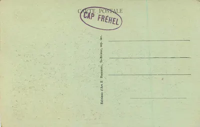 Il CAP FRÉHEL (72 m. di altezza) — La Fauconnière — La Découpure des Falaises — Editore: Éditions d'Art E. Hamonic, St-Brienc — Verso