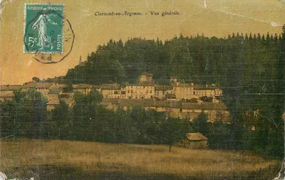 Bilhete postal antigo Clermont en argonne vista geral