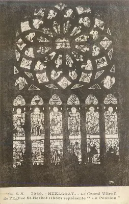 Huelgoat - O Grande Vitral da Igreja de São Herbot (1556) representando "A Paixão"