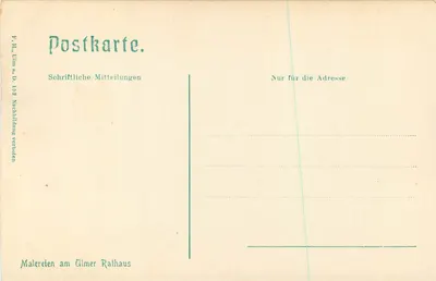 Malereien am Ulmer Rathaus — Sujet : Camillus et la ville de Solerit — Éditeur F. H. Ulm & D. 152 — Rewers