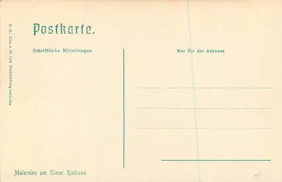 Pinturas no Rathaus de Ulm — Editor K.H. Ulm & D. 150 — n° da série 81929 — Verso