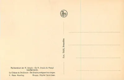 A Cápsula de Santa Ursula - Santa Ursula protegendo as virgens — Ern. Thill, Bruxelas — Verso