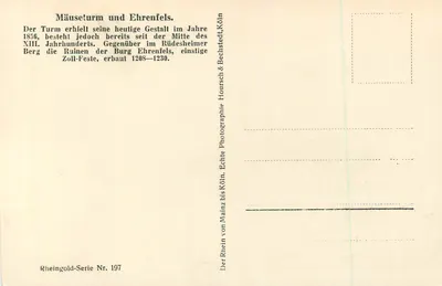 Torre do Rato e Ehrenfels — Série Rheingold Nr. 197 — HOURSCH & BECHSTEIN, KÖLN — Verso