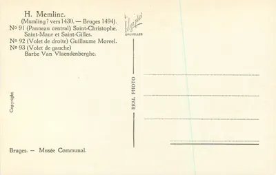 Tripto de H. Memlinc — Bruges 1494 — Museu Comunal — Verso