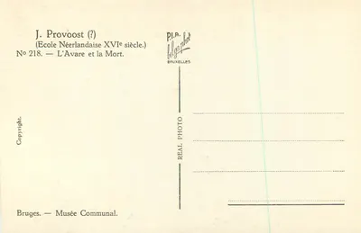 O Avaro e a Morte — Escola Holandesa Século XVI — P.I.D. Bruxelas — Verso