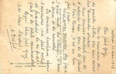 Toulouse — Boneca em traje regional — Éditions L'ABOUCHE Frères — Verso