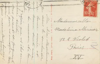 Bouquet de roses et de fleurs — sur un livre ouvert portant l'inscription 'Heureuse Année' — éditeur FURIA, n° 469/4 — Verso
