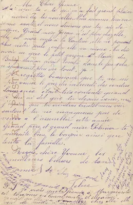 Femme en robe bleu pâle tenant un panier de fleurs — Message de Bonheur — Amicitie, n°2024 — Rewers