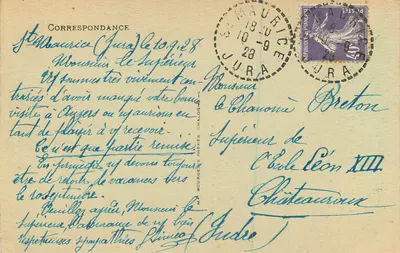 Spadzista w kształcie parasolka - Cours du HÉRISSON — Jura-Touriste — Wydawca R. F. Chalao — Rewers