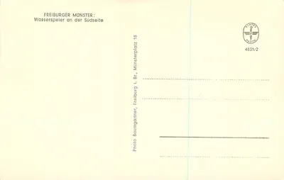 Münster w Freiburgu — wodospad na południowej stronie — autentyczna fotograficzna depozyt, seria 4831/2 — Rewers