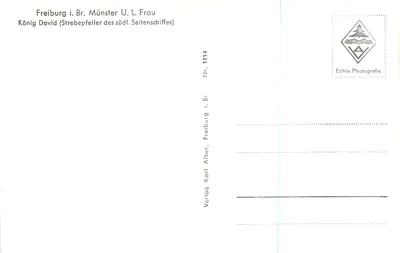 Freiburg i. Br. Münster U. L. Frau — Król Dawid (Strebepeiler południowego Seitenschiffes) — Verlag Karl Alber, Nr. 1114 — Rewers