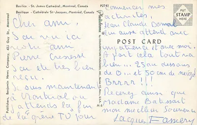 Bazylika św. Jakuba — Montreal, Kanada — Benjamin News Company, P2741 — Rewers