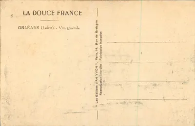 Vue générale d'Orléans — Cathédrale Sainte-Croix et toit d'ardoise — Éditions YVON — Rewers