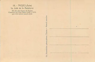 Troyes (Aube) — O Jubé da Madeleine — Granddidier, Troyes — Verso